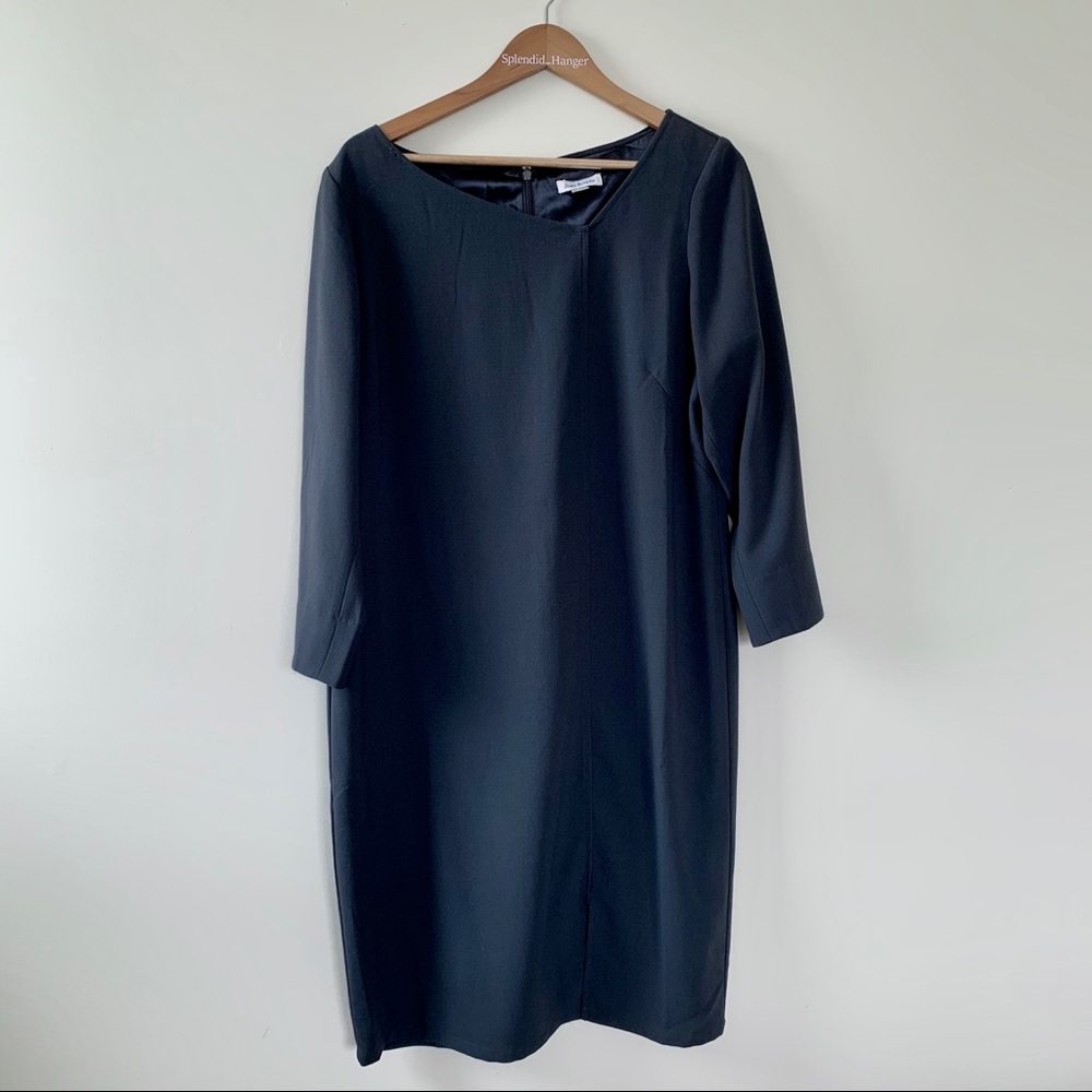 Asymmetrical Line Grey Double Lined Dress